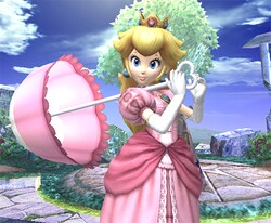 Peach holding her parasol in Brawl